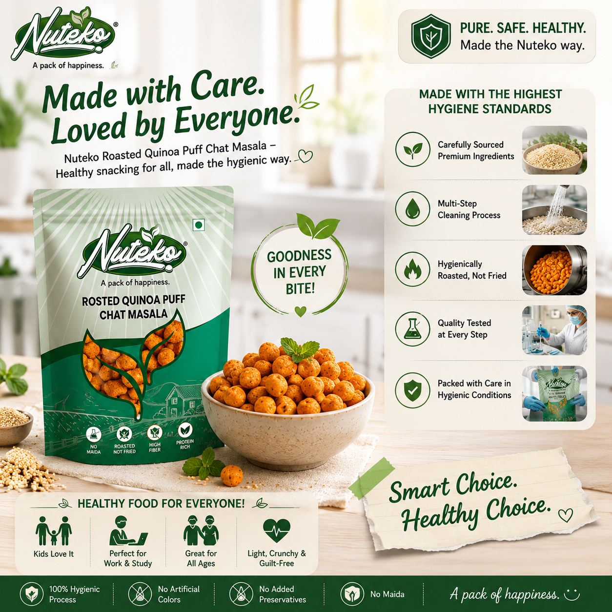 Roasted Quinoa Puff – Chat Masala Flavour | Healthy, Crunchy & Protein-Rich Snack