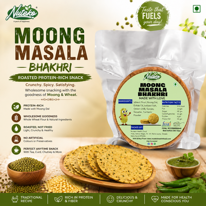 Moong Masala Bhakhri 200g | Protein Rich Roasted Wheat & Moong Snack | Nuteko Health Food