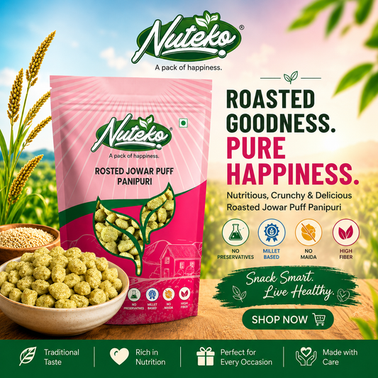 Roasted Jowar Puff – Pani Puri Flavour | Crunchy, Tangy & Healthy Millet Snack