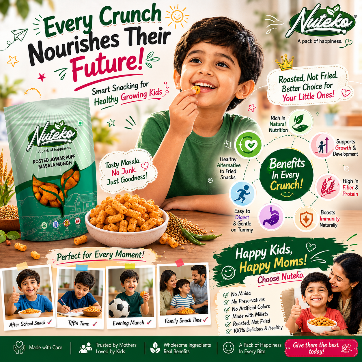 Roasted Jowar Puff – Masala Munch Flavour | Healthy, Crunchy & Roasted Millet Snack