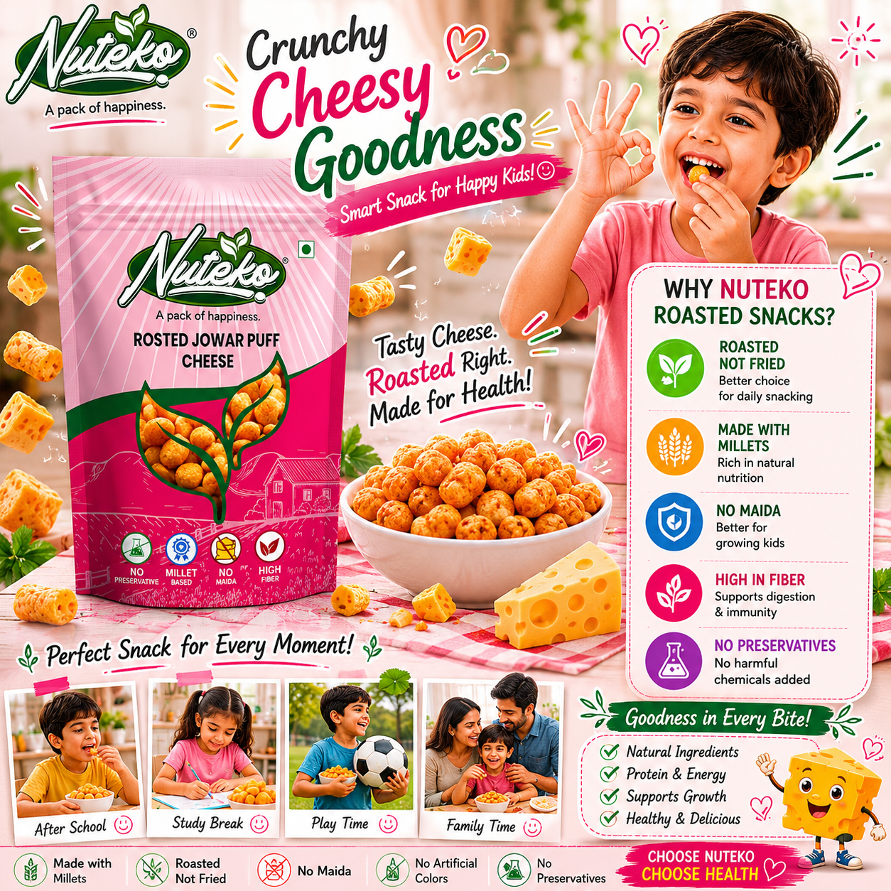 Roasted Jowar Puff – Cheese Flavour | Healthy & Crunchy Millet Snack