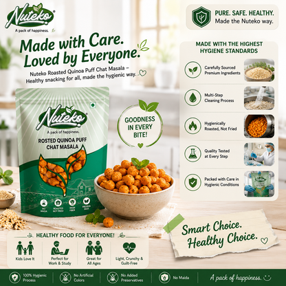 Roasted Quinoa Puff – Chat Masala Flavour | Healthy, Crunchy & Protein-Rich Snack