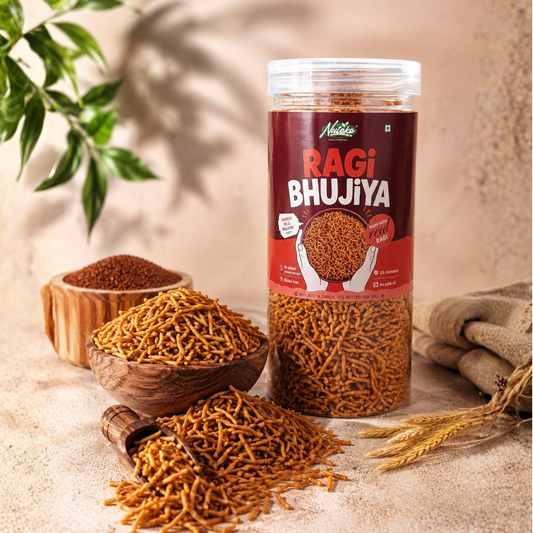 Nuteko Ragi Bhujia 200gm | Healthy Finger Millet Bhujia | High Fibre Namkeen | No Palm Oil | Gluten-Free | Premium Healthy Snack