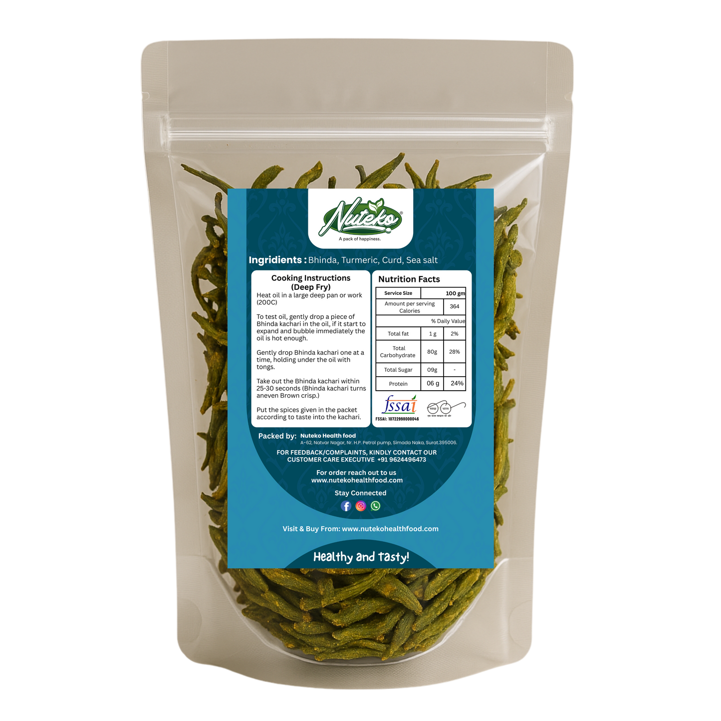 Bhinda Kachari Online | Bhindi (Okra) Flavoured Roasted Gujarati Snack | Nuteko Health Food