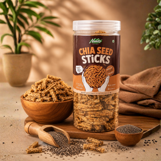 Nuteko Chia Seed Sticks 130gm | Crunchy Healthy Snack | High Fibre Chia Snack | No Palm Oil | Premium Veg Snack