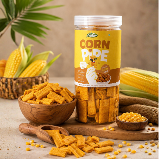 Nuteko Corn Pipe 129gm | Crunchy Corn Snack | Healthy Corn Crisps | No Palm Oil | Gluten-Free | Premium Veg Snack