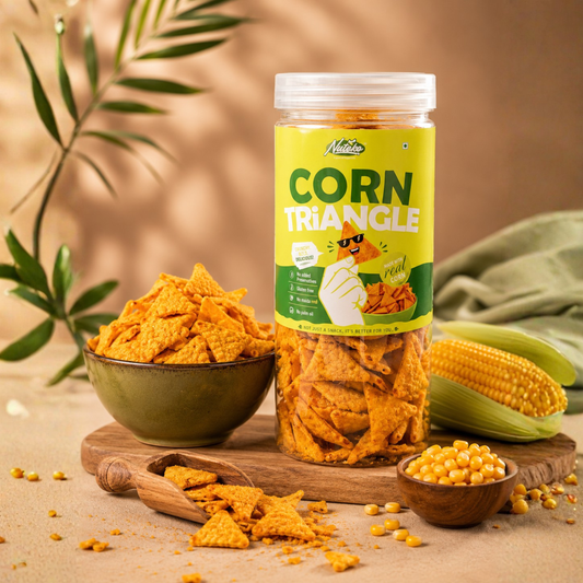 Nuteko Corn Triangle 129gm | Crunchy Corn Chips | Healthy Corn Snack | Gluten-Free | No Palm Oil | Premium Veg Snack
