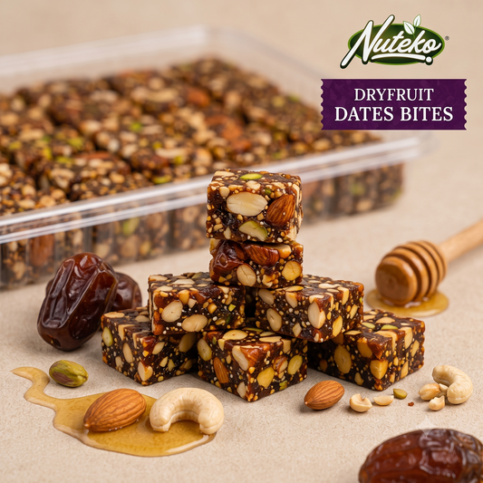 Nuteko Dryfruit Bites | Premium Healthy Energy Bites with Dates, Anjeer, Cranberries, Seeds, Almonds, Cashews & Pistachios | No Refined Sugar