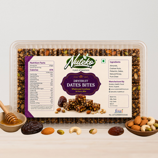 Nuteko Dryfruit Bites | Premium Healthy Energy Bites with Dates, Anjeer, Cranberries, Seeds, Almonds, Cashews & Pistachios | No Refined Sugar