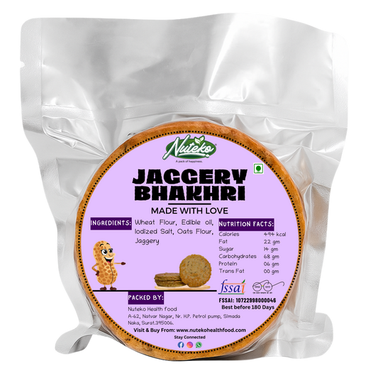 Jaggery Bhakhri 200g | Gud Bhakhri Roasted Sweet Wheat Snack | Nuteko Health Food