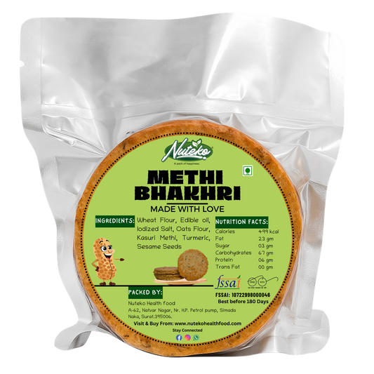 Methi Bhakhri 200g | Roasted Wheat & Fenugreek Snack | Nuteko Health Food
